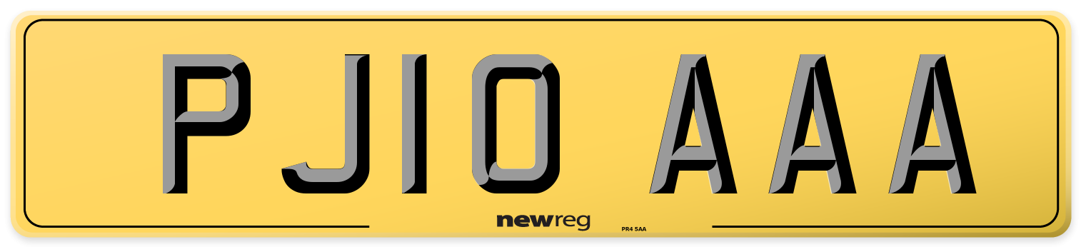 PJ10 AAA Rear Number Plate