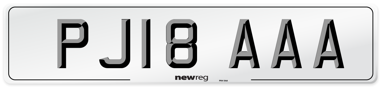 PJ18 AAA Front Number Plate