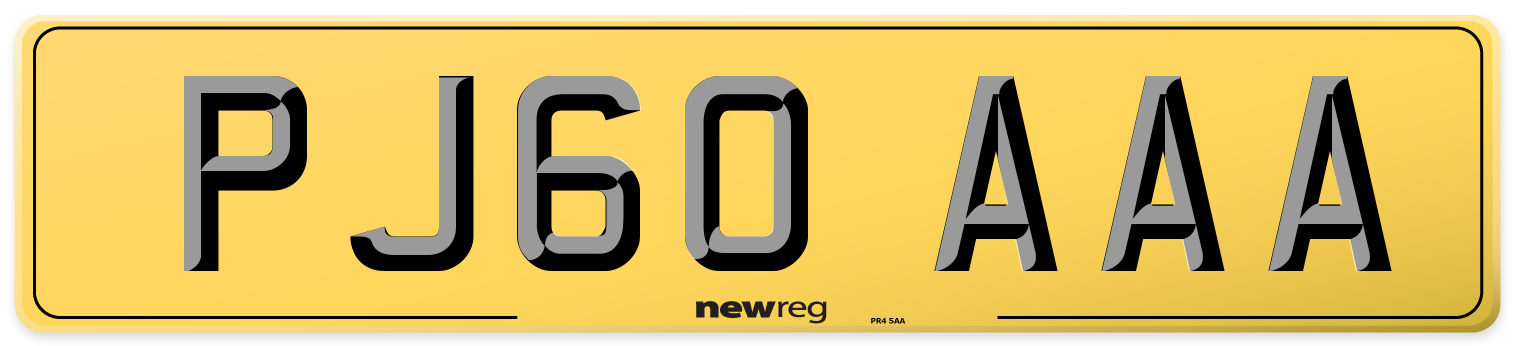 PJ60 AAA Rear Number Plate