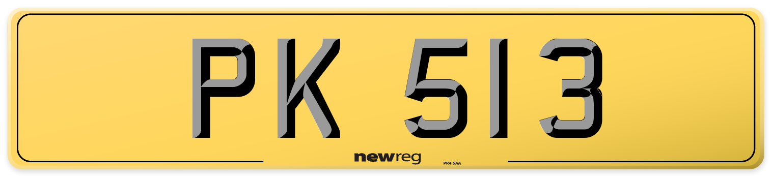 PK 513 Rear Number Plate