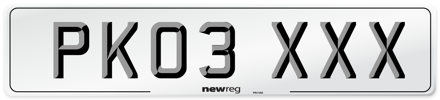PK03 XXX Front Number Plate