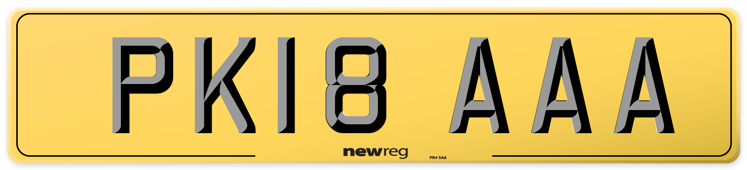 PK18 AAA Rear Number Plate