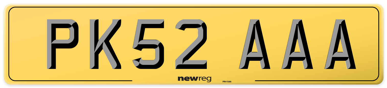PK52 AAA Rear Number Plate