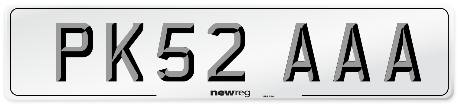 PK52 AAA Front Number Plate