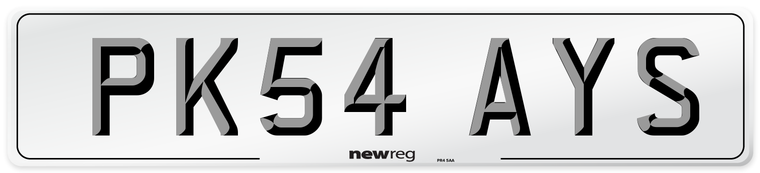 PK54 AYS Front Number Plate