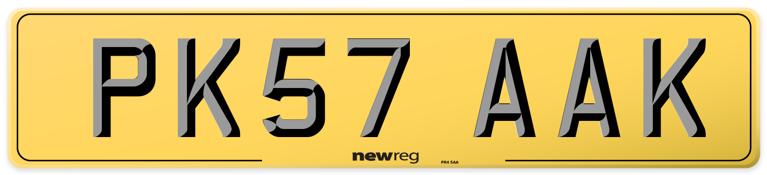 PK57 AAK Rear Number Plate