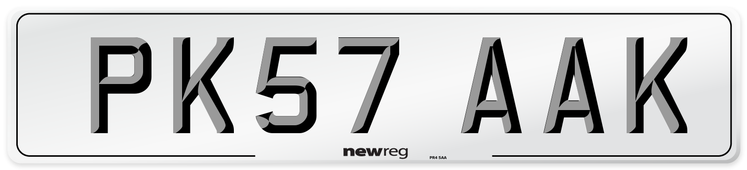 PK57 AAK Front Number Plate