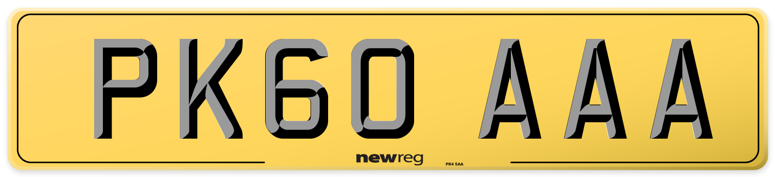 PK60 AAA Rear Number Plate