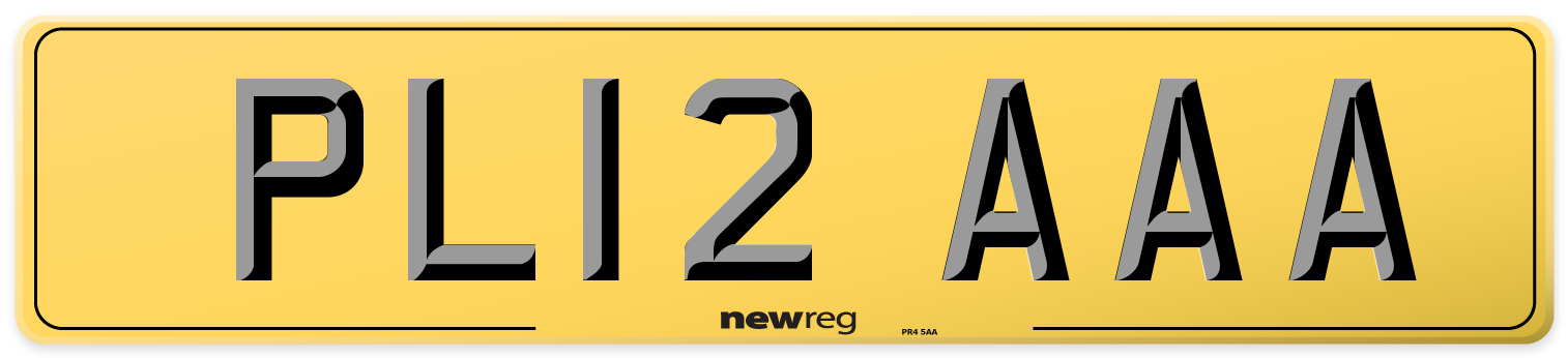 PL12 AAA Rear Number Plate