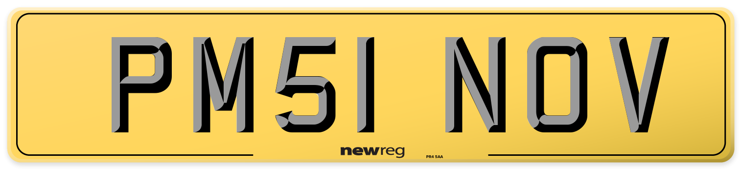PM51 NOV Rear Number Plate