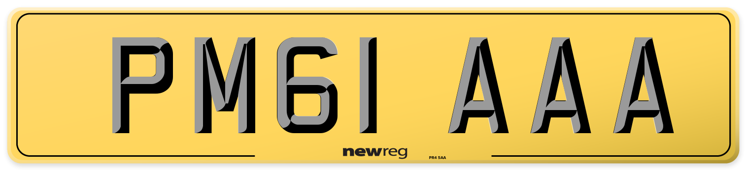 PM61 AAA Rear Number Plate
