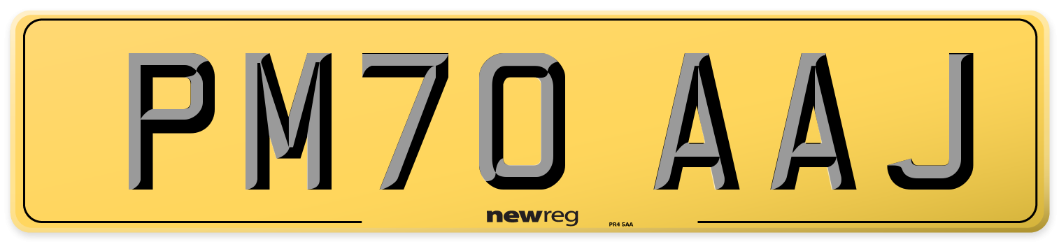 PM70 AAJ Rear Number Plate