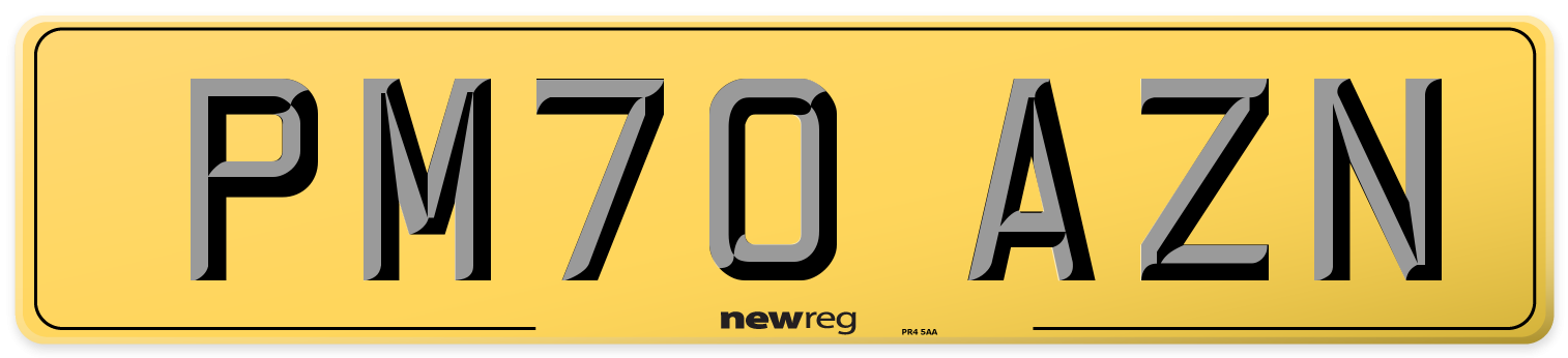 PM70 AZN Rear Number Plate