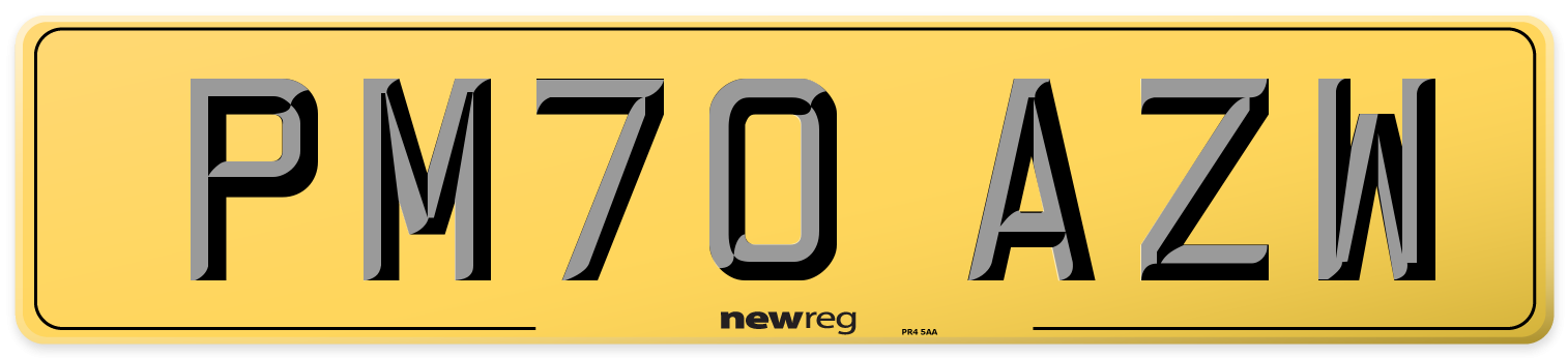 PM70 AZW Rear Number Plate