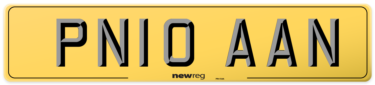 PN10 AAN Rear Number Plate