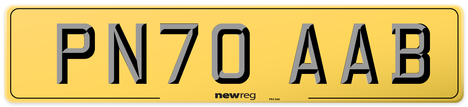 PN70 AAB Rear Number Plate