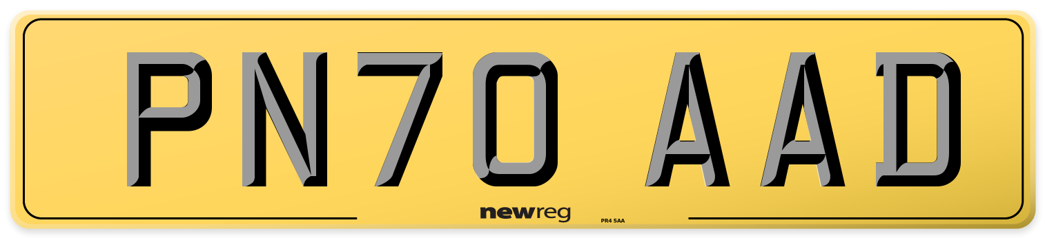 PN70 AAD Rear Number Plate