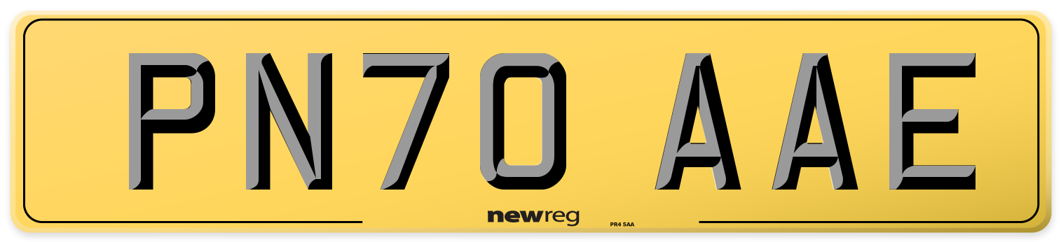 PN70 AAE Rear Number Plate