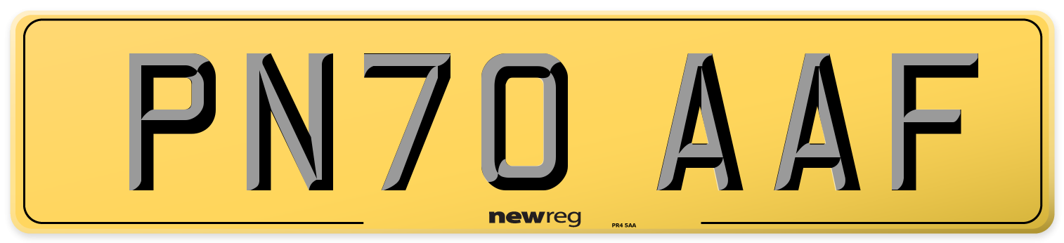 PN70 AAF Rear Number Plate