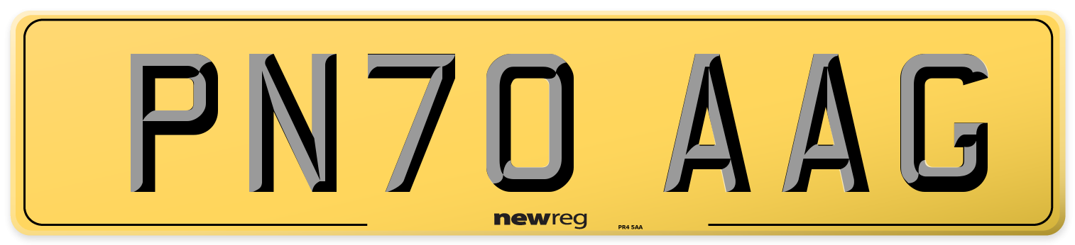 PN70 AAG Rear Number Plate