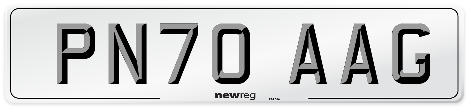 PN70 AAG Front Number Plate