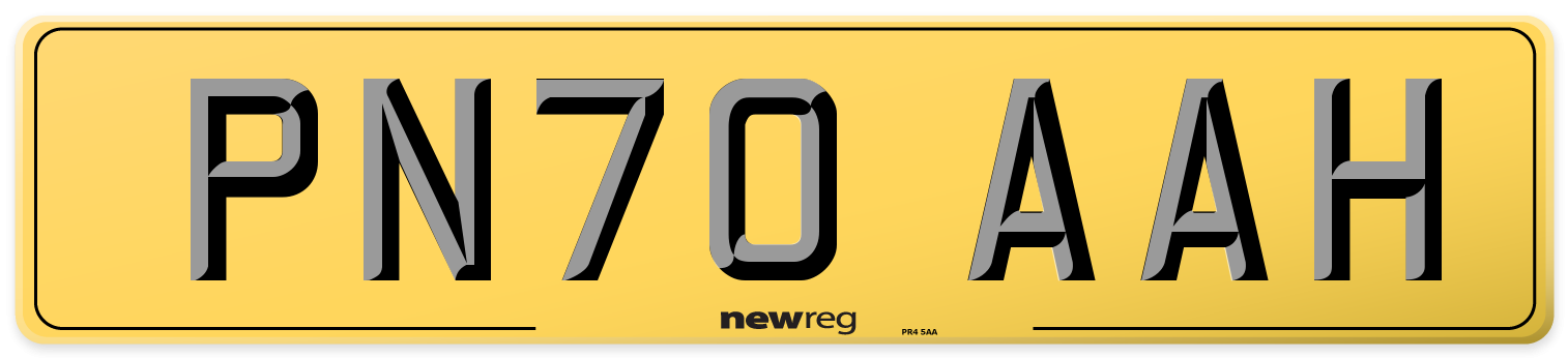PN70 AAH Rear Number Plate