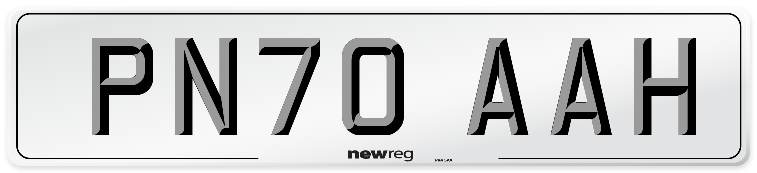 PN70 AAH Front Number Plate
