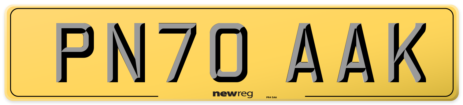 PN70 AAK Rear Number Plate