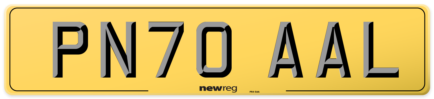 PN70 AAL Rear Number Plate