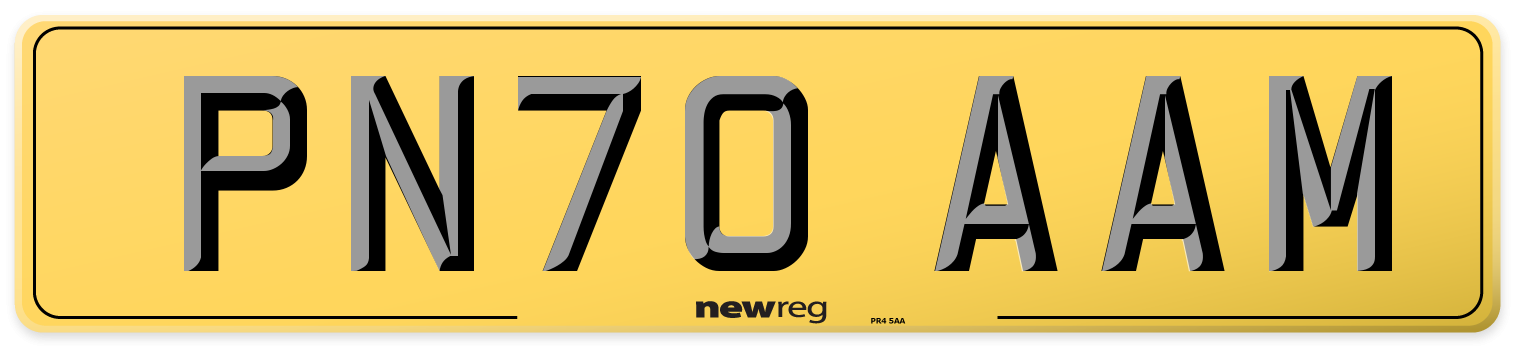 PN70 AAM Rear Number Plate
