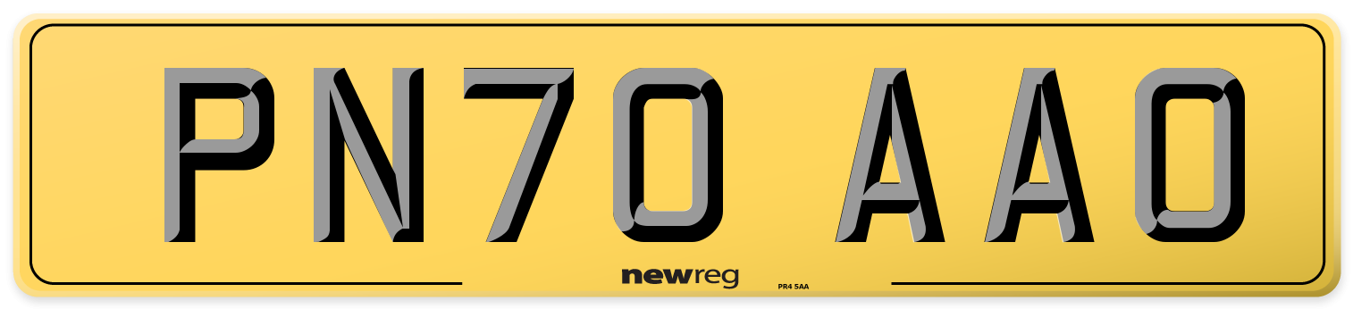 PN70 AAO Rear Number Plate