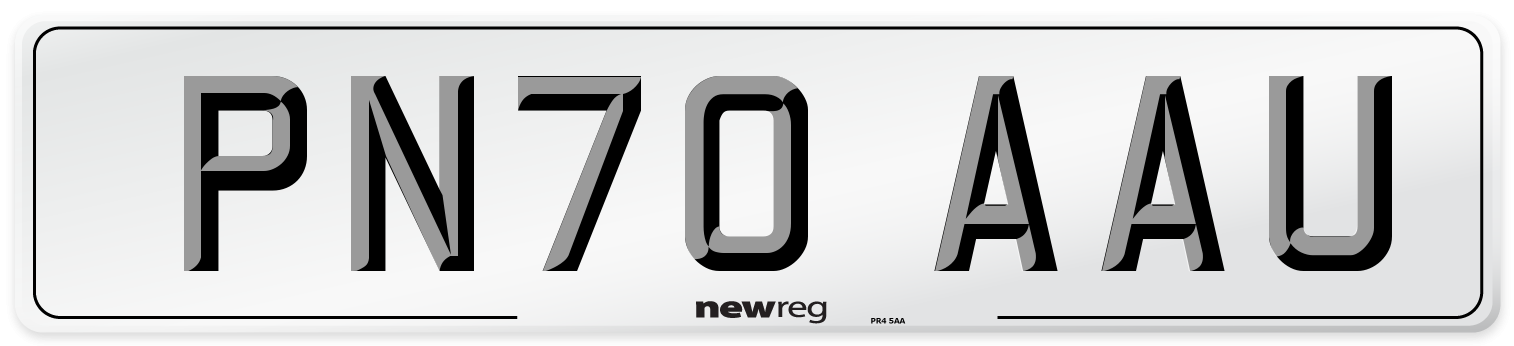 PN70 AAU Front Number Plate
