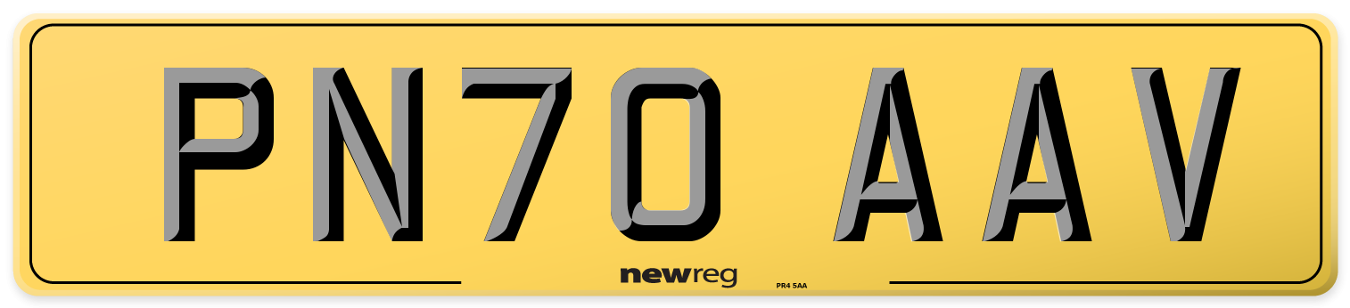 PN70 AAV Rear Number Plate