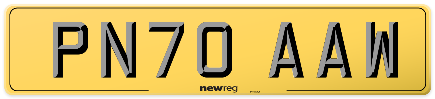 PN70 AAW Rear Number Plate