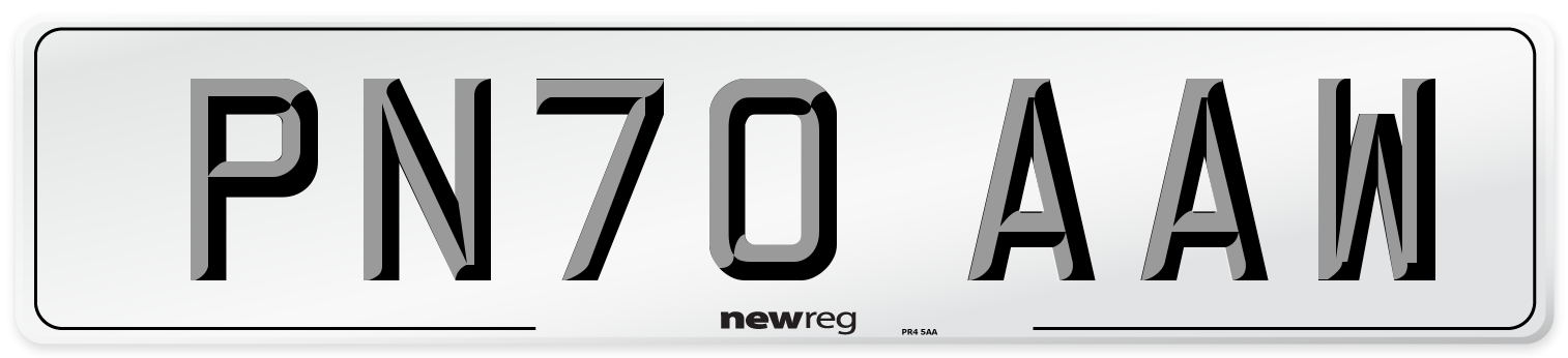 PN70 AAW Front Number Plate