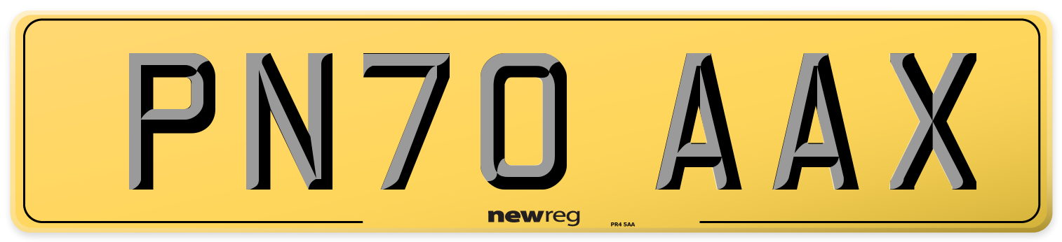 PN70 AAX Rear Number Plate