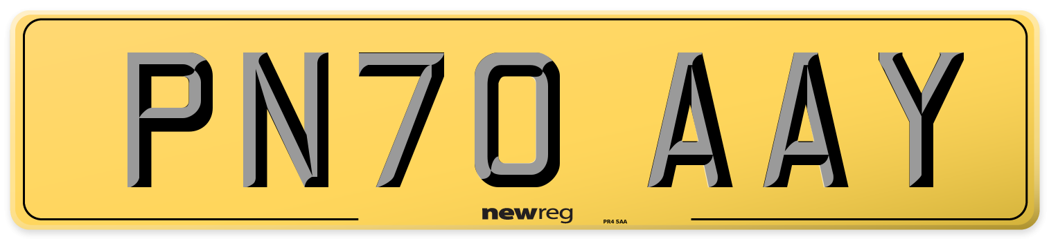 PN70 AAY Rear Number Plate