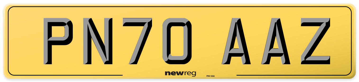 PN70 AAZ Rear Number Plate