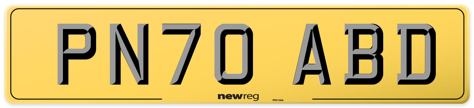 PN70 ABD Rear Number Plate