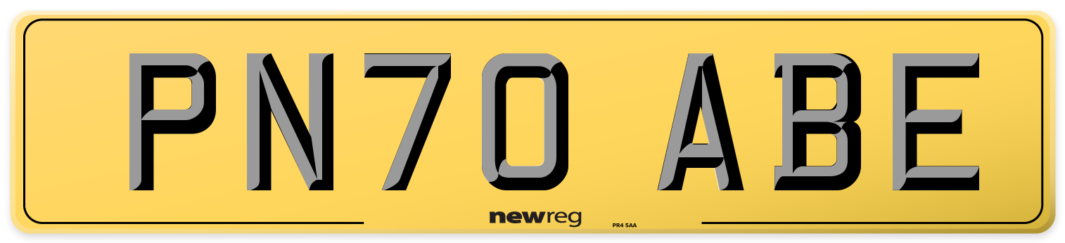 PN70 ABE Rear Number Plate