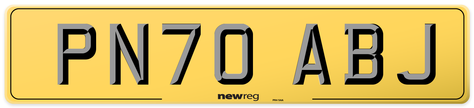 PN70 ABJ Rear Number Plate
