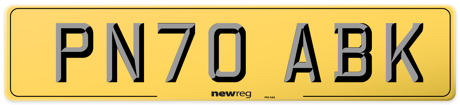 PN70 ABK Rear Number Plate