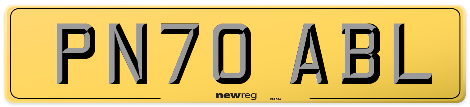 PN70 ABL Rear Number Plate