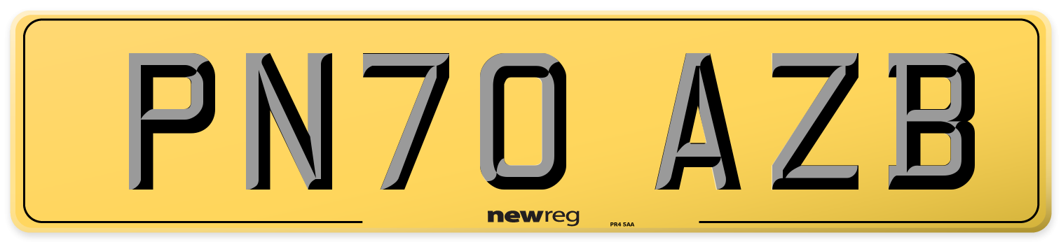 PN70 AZB Rear Number Plate