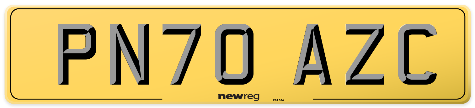 PN70 AZC Rear Number Plate