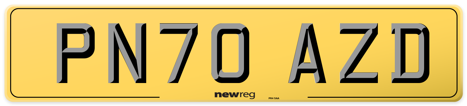 PN70 AZD Rear Number Plate