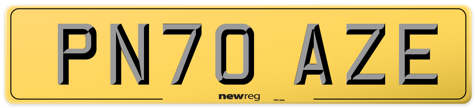 PN70 AZE Rear Number Plate