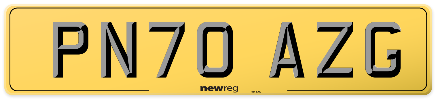 PN70 AZG Rear Number Plate