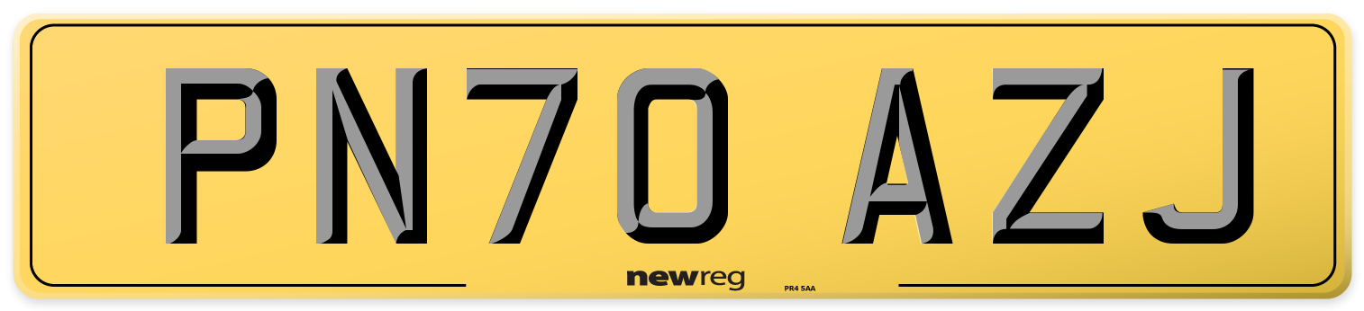 PN70 AZJ Rear Number Plate