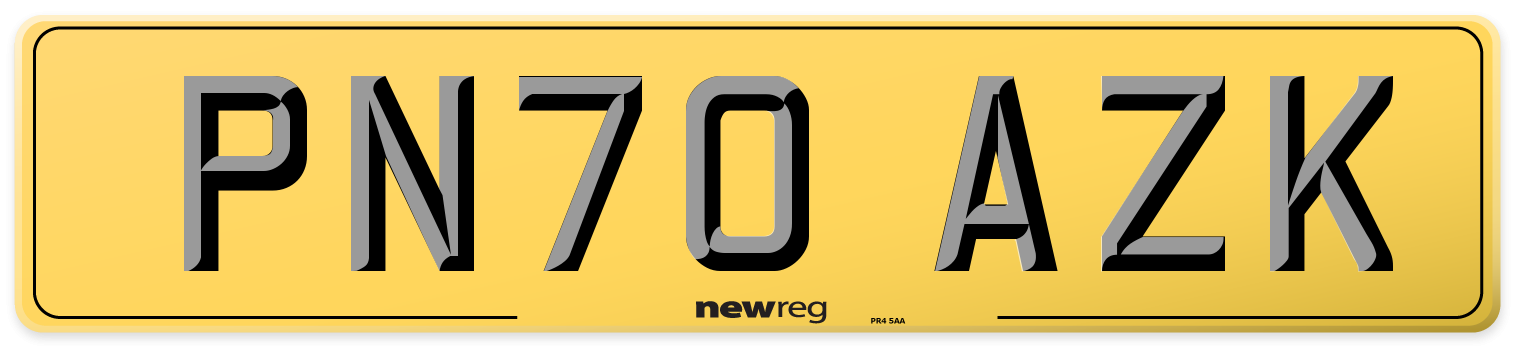 PN70 AZK Rear Number Plate